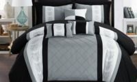 8 or 10pc Chic Home Pintuck Color Block Comforter Set