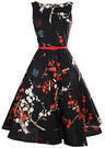 Women's Floral Print Flare Dress with Belt