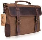 Kattee Canvas Genuine Leather Messenger Shoulder Bag