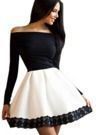 Off Shoulder Slim Lace Spliced Color Block Party Dress