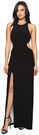 Halston Heritage Sleeve Long Round Neck Color Blocked Gown