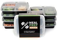 Meal Prep Haven 3 Compartment Food Containers 7-Pack