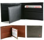 Alpine Swiss Mens Leather Wallet (Flip ID, Bifold, 4 Colors)