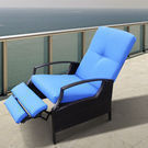 Outsunny Wicker Adjustable Recliner Chair (Garden Blue)