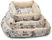 Paws & Pals: 1800's Newspaper Short Velvet Pet Bed (3 Sizes)